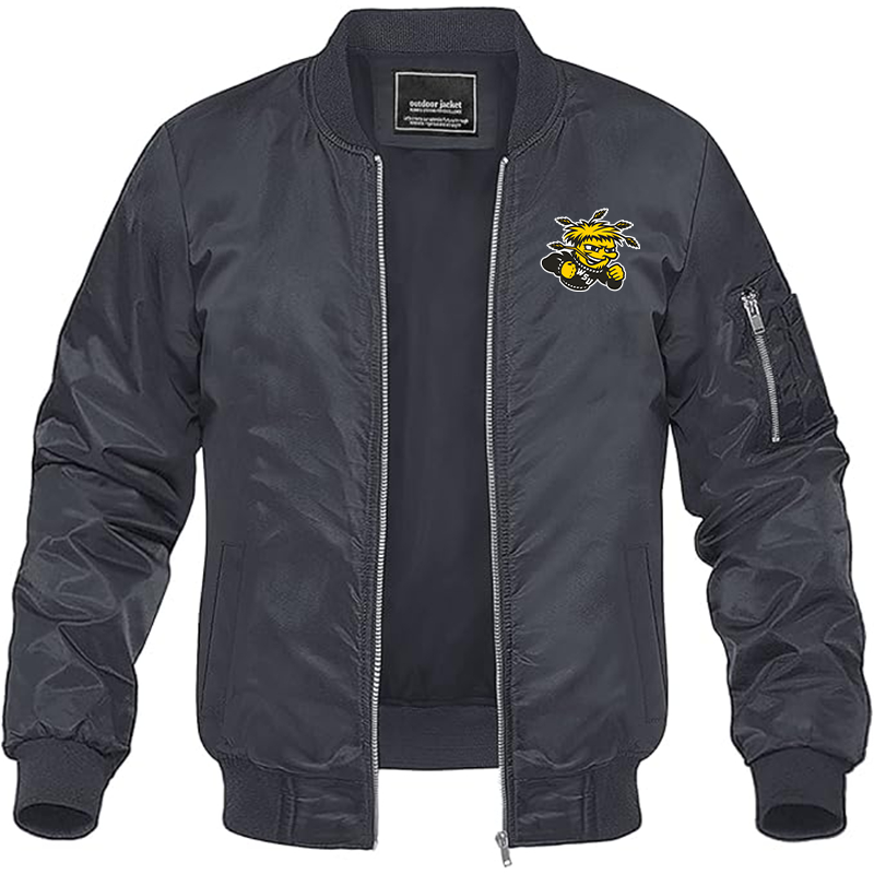 Men's Wichita State Shockers  Lightweight Bomber Jacket Windbreaker Softshell Varsity Jacket Coat